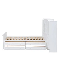 Streamdale Furniture Wood Platform Bed with Vertical Cabinet and 8 Drawers