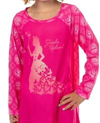 Wicked Girls' 4-16 Kids Glinda Upland Nightgown Butterfly Silhouette Long-Sleeve Raglan Soft Fleece Gown