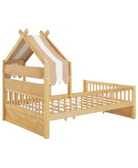 Streamdale Furniture Wooden House Bed with Storage Headboard Shelf