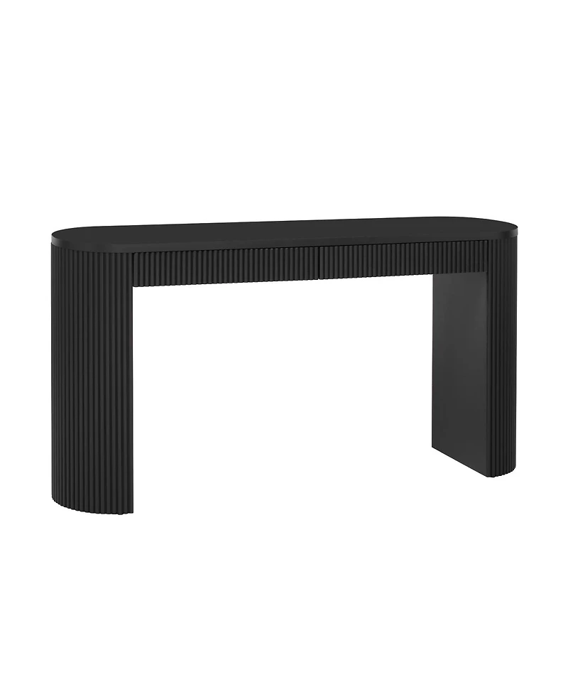 Streamdale Furniture 58.3" Arched Console Table with Dual Drawers and Pine Veneer Finish