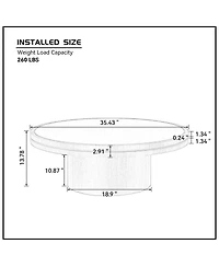 Streamdale Furniture 35.43" Sintered Stone Coffee Table with Mdf Pedestal Base