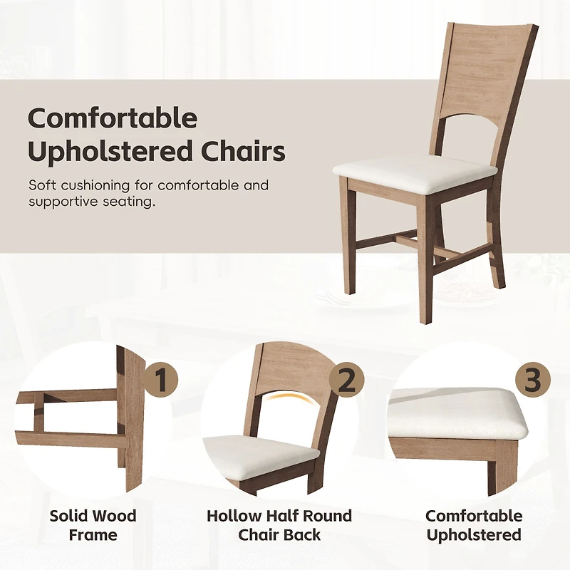 Streamdale Furniture 6 Piece Wood Half Round Dining Table Set with Bench and 4 Chairs