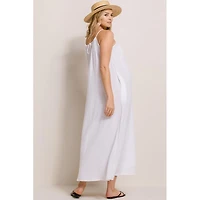 Hello Miz Maternity Sleeveless Scoop Neck Maxi Sundress with Pockets