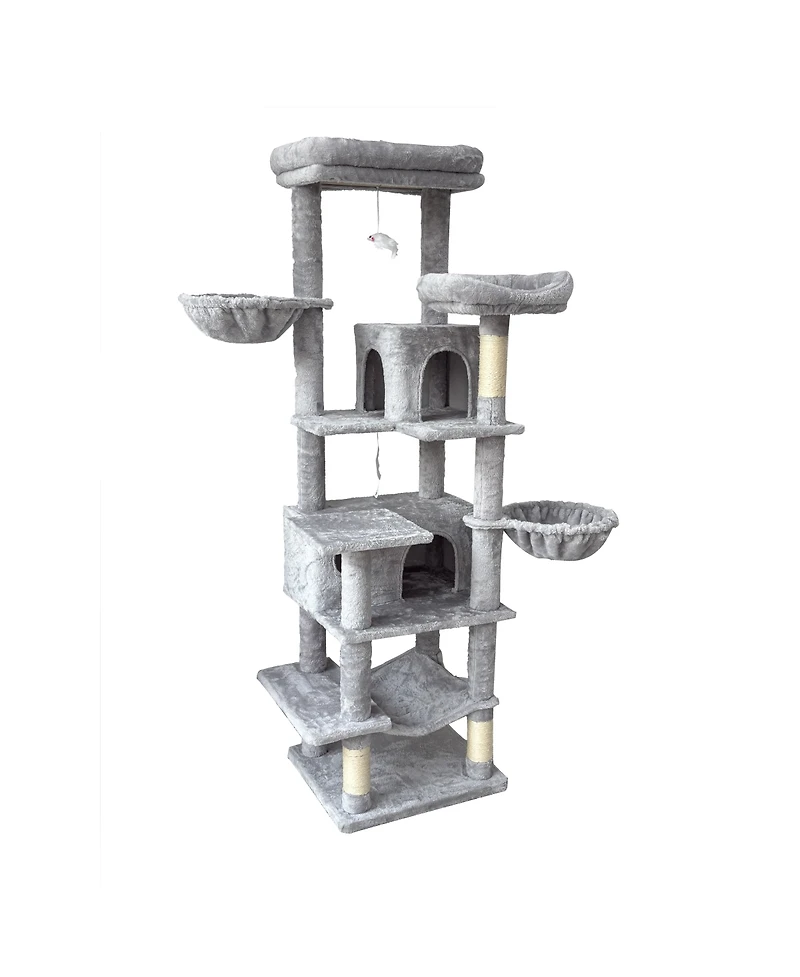 Streamdale Furniture 68 inches Multi-Level Cat Tree with Hammocks, Cave, and Scratching Posts