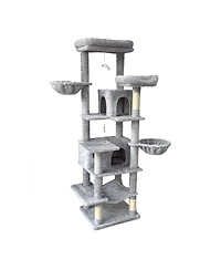 Streamdale Furniture 68 inches Multi-Level Cat Tree with Hammocks, Cave, and Scratching Posts