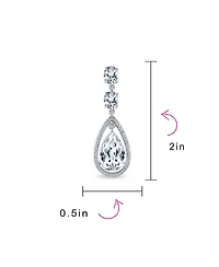 Bling Jewelry Cocktail Bridal Cubic Zirconia Halo Big Statement Teardrop Cz Chandelier Earrings Silver Plated