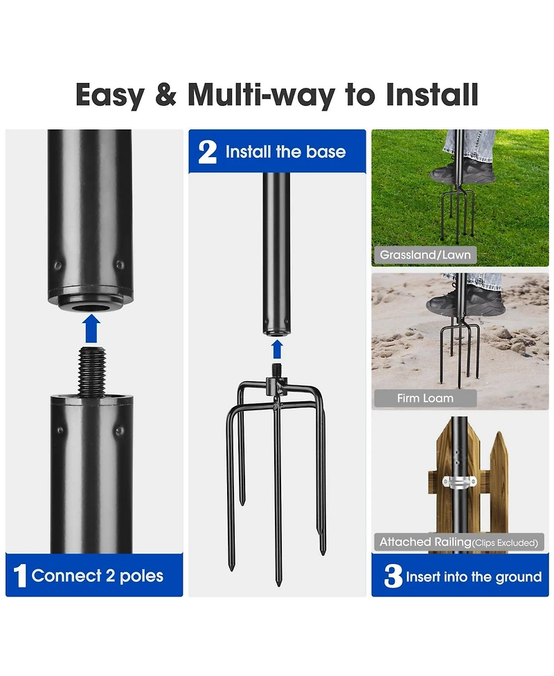 Yescom 10' String Light Poles for Outside Event Temporary Parking Lot, 8pcs Aluminum Forked Outdoor Light Post with Hook