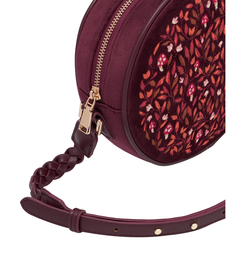 Fable England Women's Magical Mushroom Embroidered Velvet Circle Bag