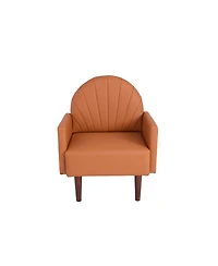 Streamdale Furniture Contemporary Shell-Shaped Pu Leather Armchair with Wooden Legs