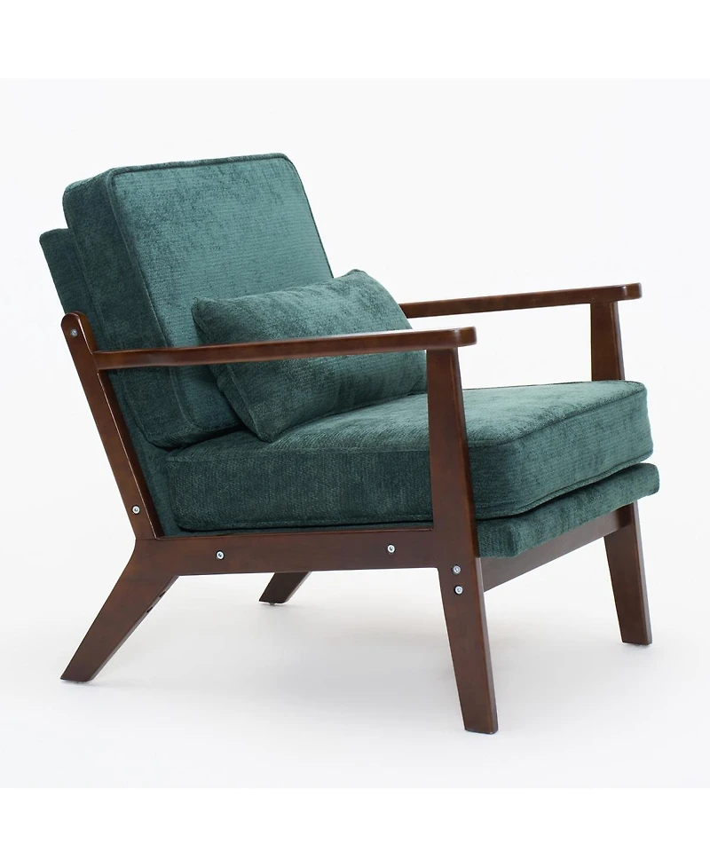 Streamdale Furniture Mid-Century Modern Lounge Chair with Lumbar Pillow and Wood Armrests