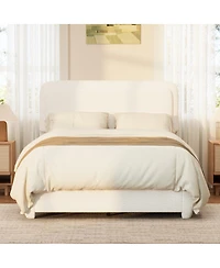 Streamdale Furniture Boucle Cloud Platform Bed with Adjustable Height Headboard