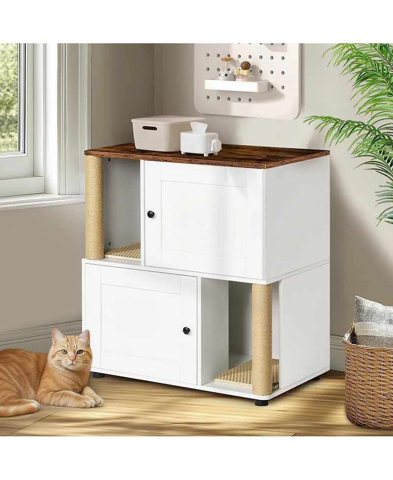 Streamdale Furniture Double Cat Litter Box Enclosure with Shelves