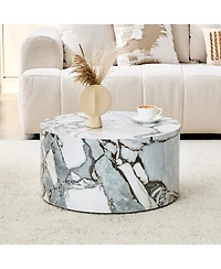 Streamdale Furniture Marble Textured Cylindrical Coffee Table, 23.6" x 11.8