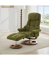 Streamdale Furniture Ergonomic Swivel Recliner Chair with Ottoman, Massage and Heating