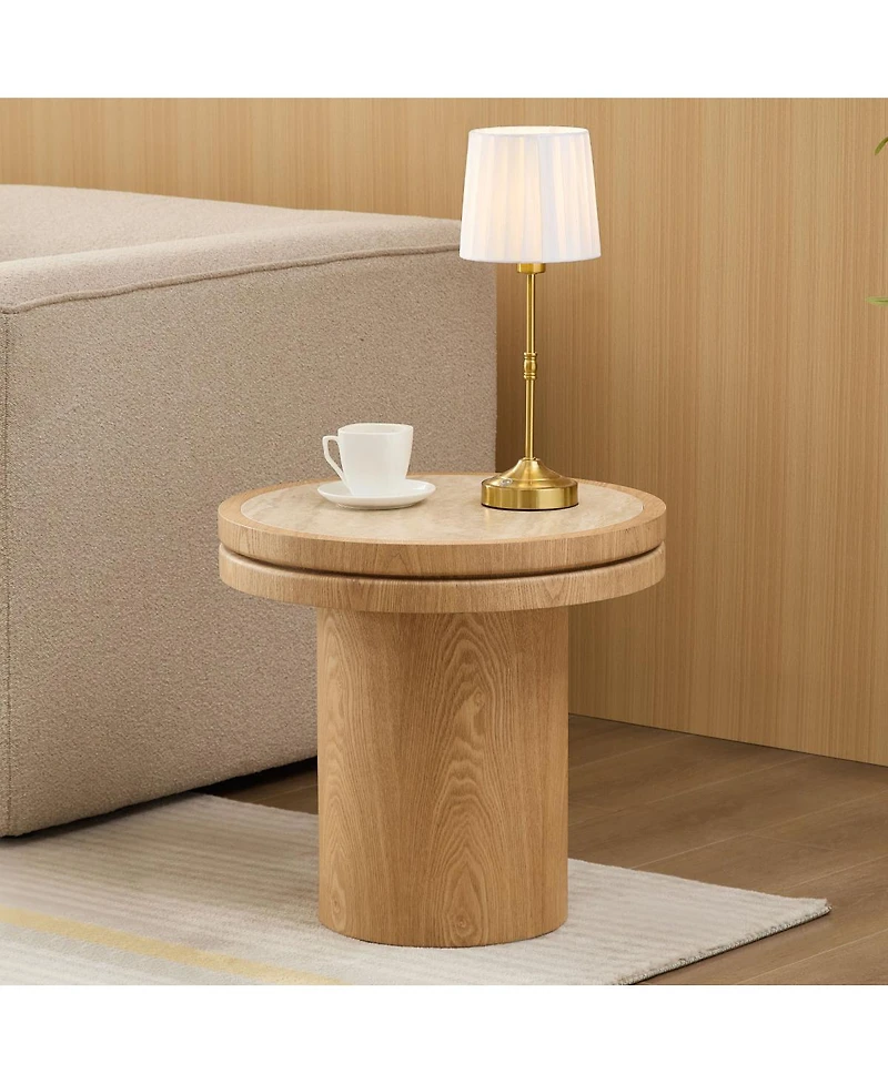 Streamdale Furniture 19.49" Round Sintered Stone Side Table for Living Room and Bedroom