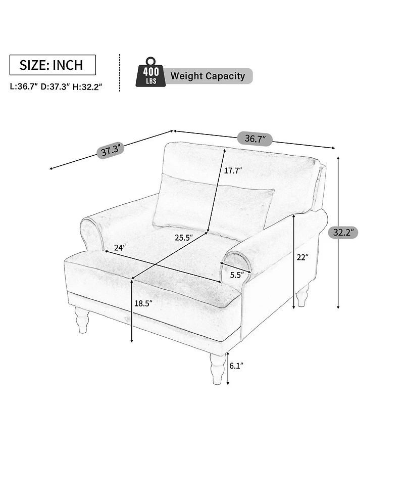 Streamdale Furniture Mirod Elegant Circular Armrest Chair with Ergonomic Lumbar and Roman Column Legs