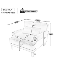 Streamdale Furniture Mirod Elegant Circular Armrest Chair with Ergonomic Lumbar and Roman Column Legs