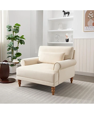 Streamdale Furniture Mirod Elegant Circular Armrest Chair with Ergonomic Lumbar and Roman Column Legs