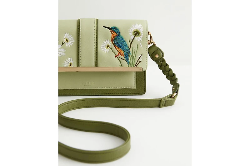Fable England Women's Embroidered Kingfisher Cross Body Bag