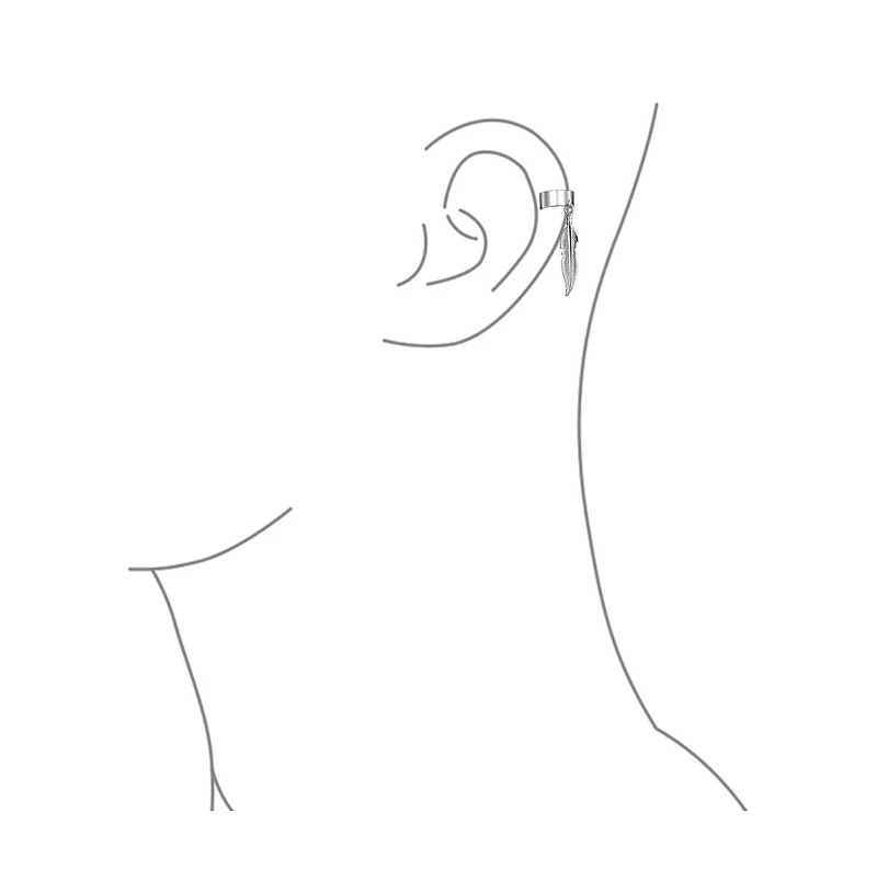 Bling Jewelry Feather Ear Lobe Earrings Dangling Leaf Cartilage Cuff Earrings .925 Sterling Silver