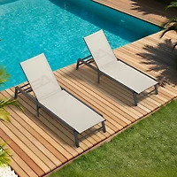 Streamdale Furniture Aluminum Outdoor Chaise Lounge Set of 2, Assemble-Free Patio Pool Loungers