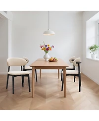 Streamdale Furniture Cotton-Linen Upholstered Dining Chairs with Black Wood Legs, Set of 4