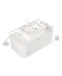 Sillysis Wall Mounted Bathroom Vanity with Rectangular Ceramic Basin, Sintered Stone Top, Stripe Panel, Pre-assembled