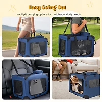 Streamdale Furniture 32'' Portable 3-Door Soft Dog Crate with Mesh Windows and Fleece Mat