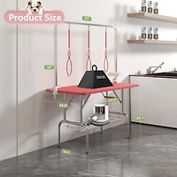 Streamdale Furniture 47 Inch Foldable Pet Grooming Table with Adjustable Arm and Storage Tray