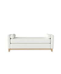 Streamdale Furniture 66.34" Sherpa Fleece Upholstered Bench with Wood Legs and 2 Bolster Pillows