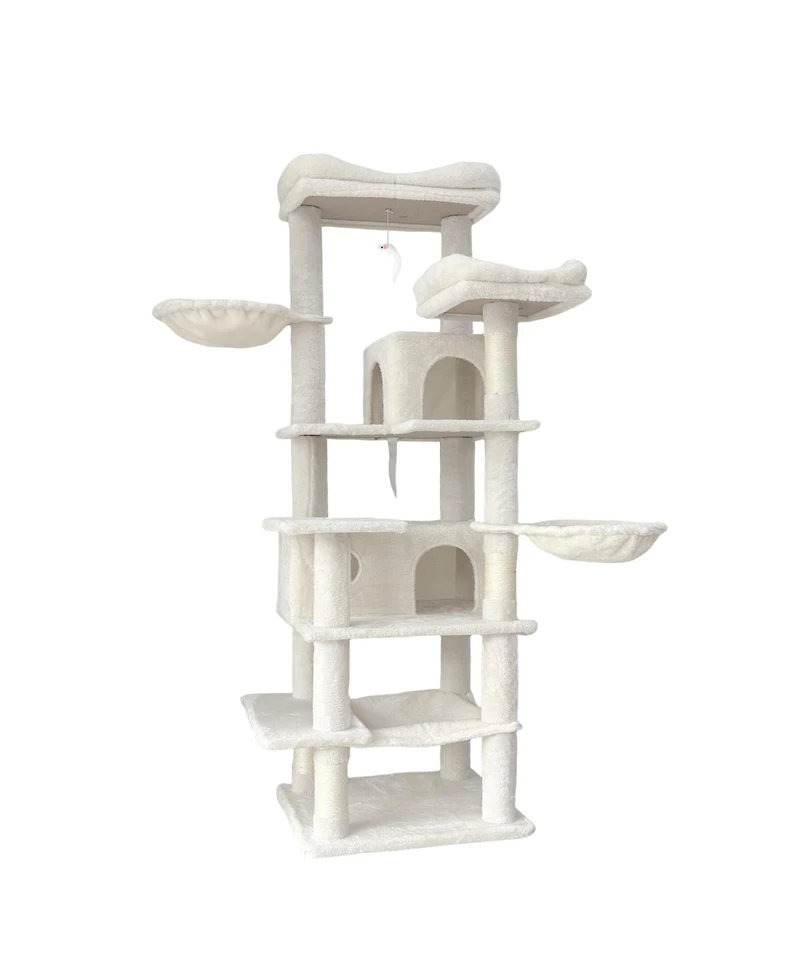 Streamdale Furniture 68in Multi-Level Cat Tree with Hammocks, Cave