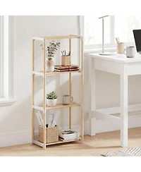 Gymax 2 Piece 4-Tier Bookshelf with Open Shelves Freestanding Storage Organizer for Home