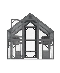 Streamdale Furniture Large Wooden Outdoor Cat Enclosure with Platforms, Resting Boxes, and Canopy