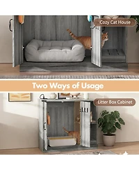 Streamdale Furniture Modern Cat Litter Box Cabinet with Power Outlet and Storage