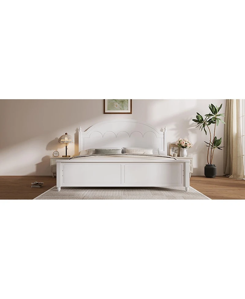 Streamdale Furniture Wooden Bed Frame with Arched Headboard and Classic Design