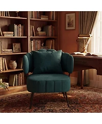 Streamdale Green Chenille Decorative Armchair with Spring Seat and Slipcover