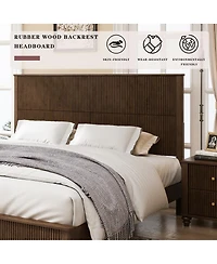 Streamdale Furniture Solid Wood Platform Bed Frame with Tall Headboard