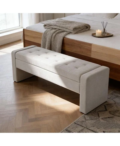 Streamdale Furniture 50" Modern Tufted Upholstered Storage Bench with Soft Close Hinge