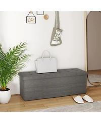 Slickblue End of Bed Folding Ottoman Bench with Linen Upholstery and Hidden Storage