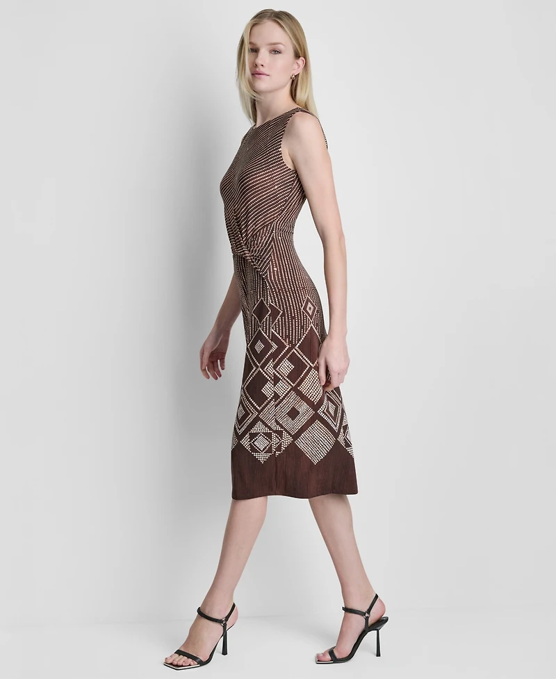 Dkny Women's Sleeveless Side Knot Midi Dress