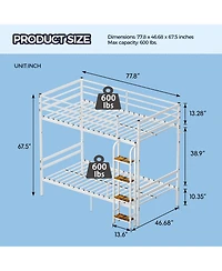 Streamdale Furniture Metal Bunk Bed with Safety Guardrail and Ladder