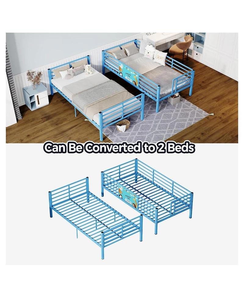 Streamdale Furniture Metal Floor Bunk Bed with Ladder, Heavy Duty