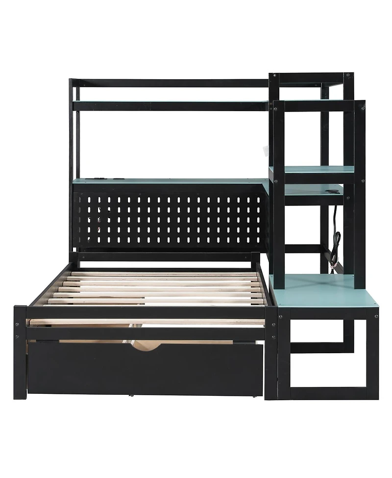 Streamdale Furniture Gaming Daybed with Desk, Led Lights