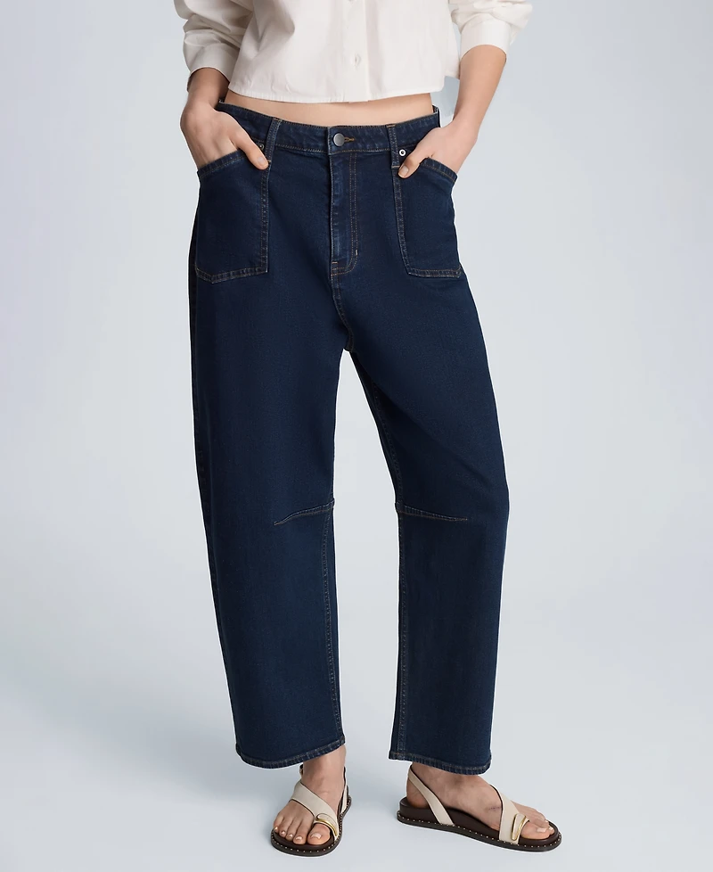 Kenneth Cole Women's High-Rise Barrel Leg Jeans