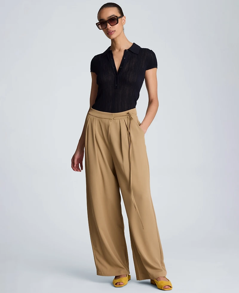Kenneth Cole Women's Wide Leg Double Pleat Pants