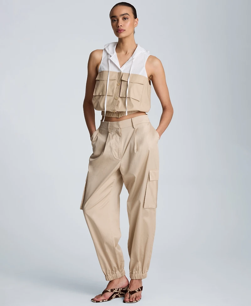 Kenneth Cole Women's Hooded Sleeveless Crop Top