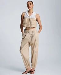 Kenneth Cole Women's Hooded Sleeveless Crop Top