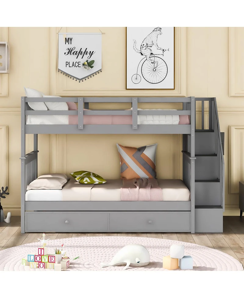 Streamdale Furniture Stairway Bunk Bed with Trundle