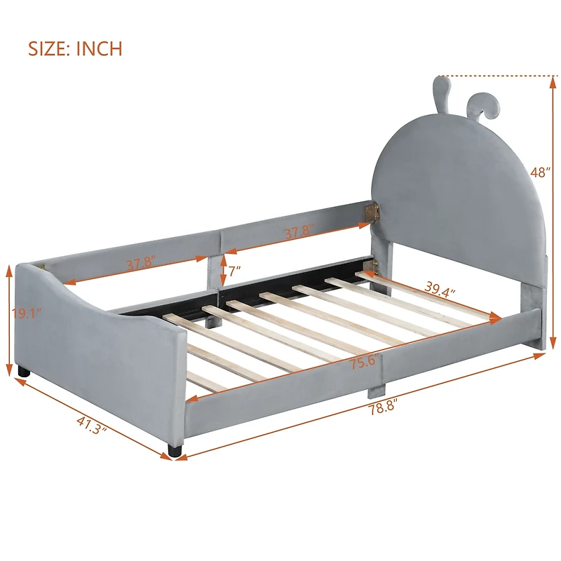 Streamdale Furniture Upholstered Daybed with Rabbit Ear Shaped Headboard
