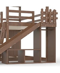 Streamdale Furniture House Bunk Bed with Storage, Wardrobe, and Slide
